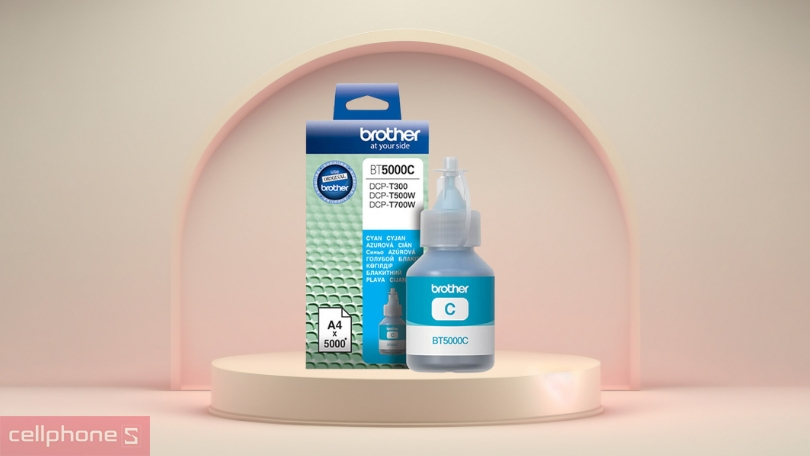 Mực in phun Brother BT5000C: độ phủ 5%, in 5000 trang, tương thích nhiều dòng máy