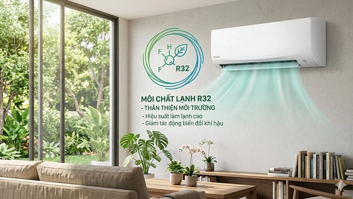 Môi chất lạnh R32 của máy lạnh Daikin 1.5HP FTF35XAV1V/RF35XAV1V