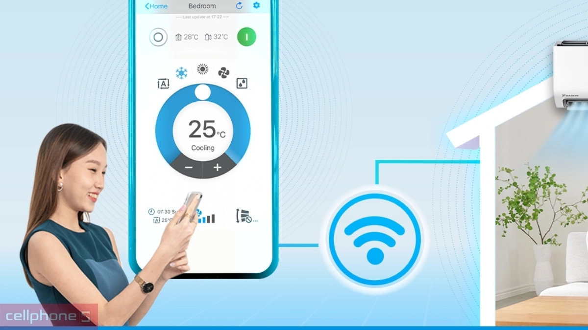 Thao tác từ xa trên máy lạnh Daikin Inverter 1.0 HP FTKF25ZVMV/RKF25ZVMV