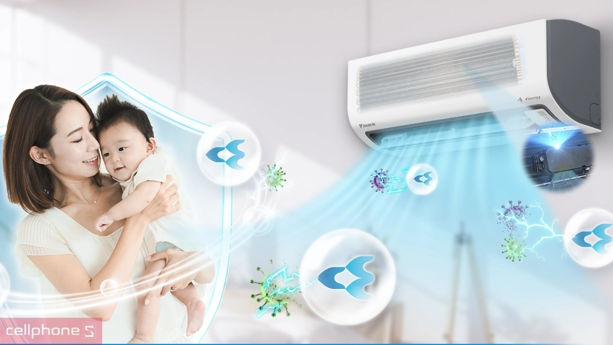 công nghệ Streamer của máy lạnh Daikin Inverter 2.5 HP FTKF60ZVMV/RKF60ZVMV