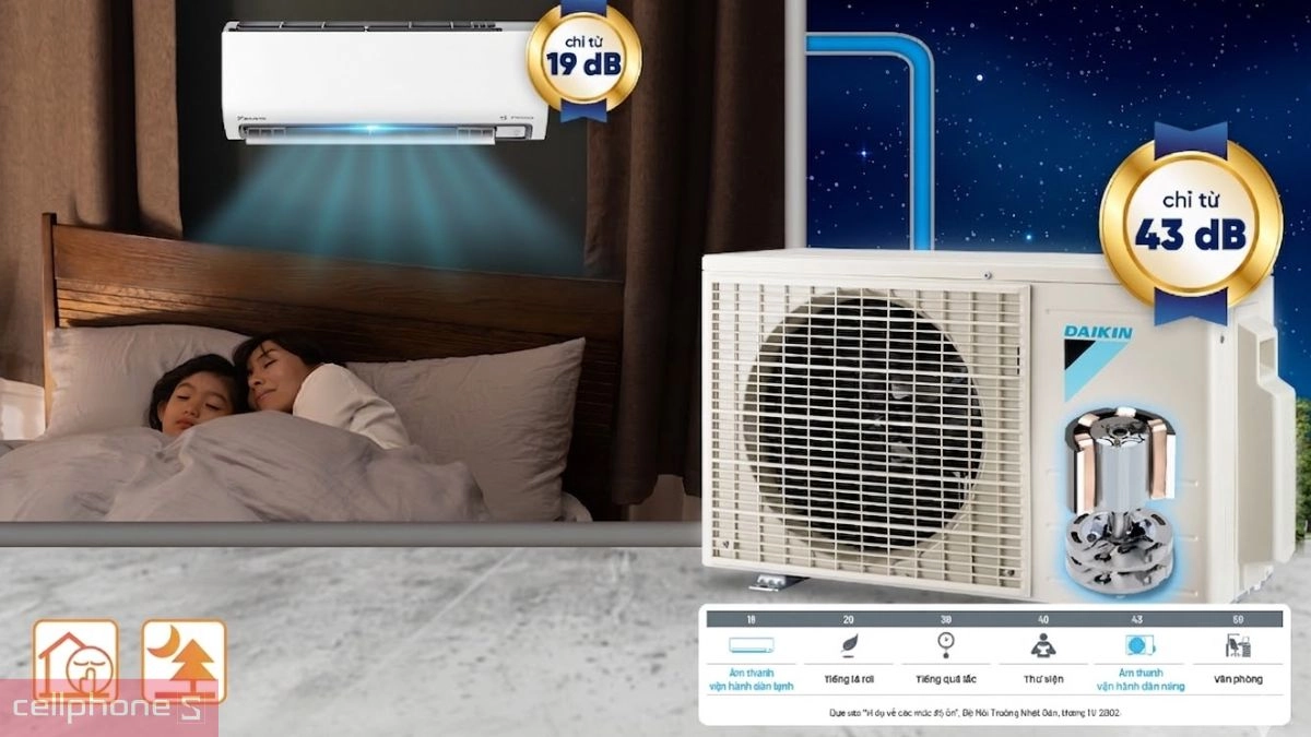 Khả năng tiêu thụ điện tối ưu và độ ồn thấp của máy lạnh Daikin Inverter 3 HP (FTKF71ZVMV/RKF71ZVMV)