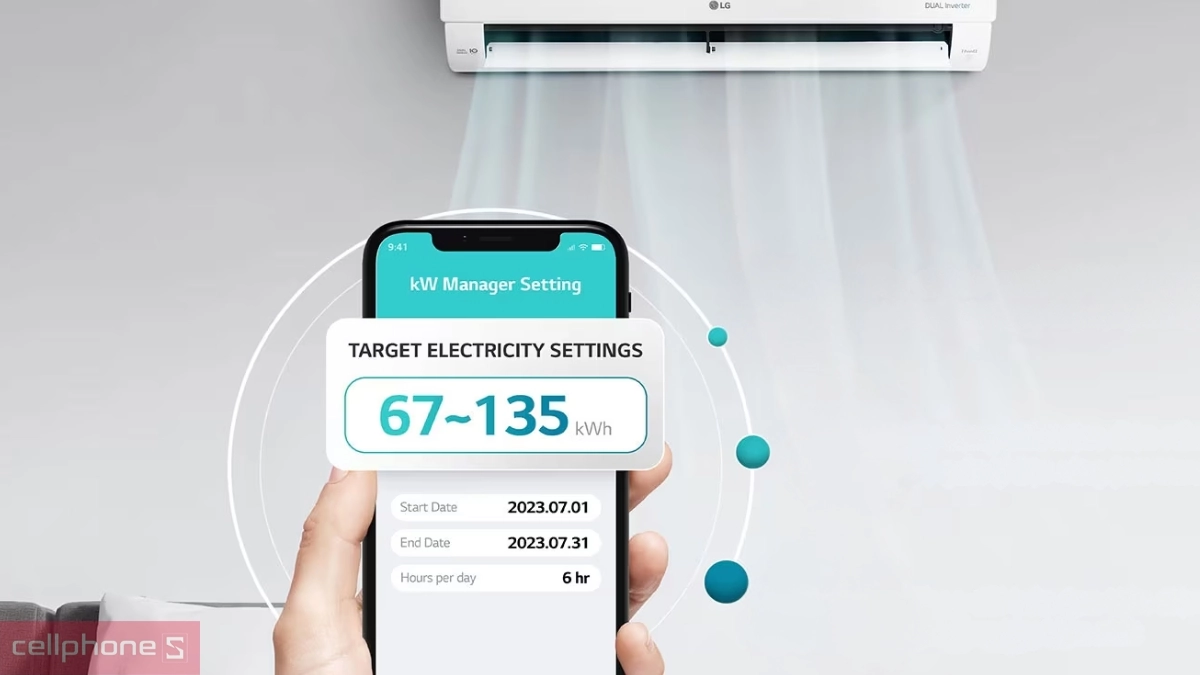 Công suất tiêu thụ trên máy lạnh LG Inverter 1 HP IEC09M1