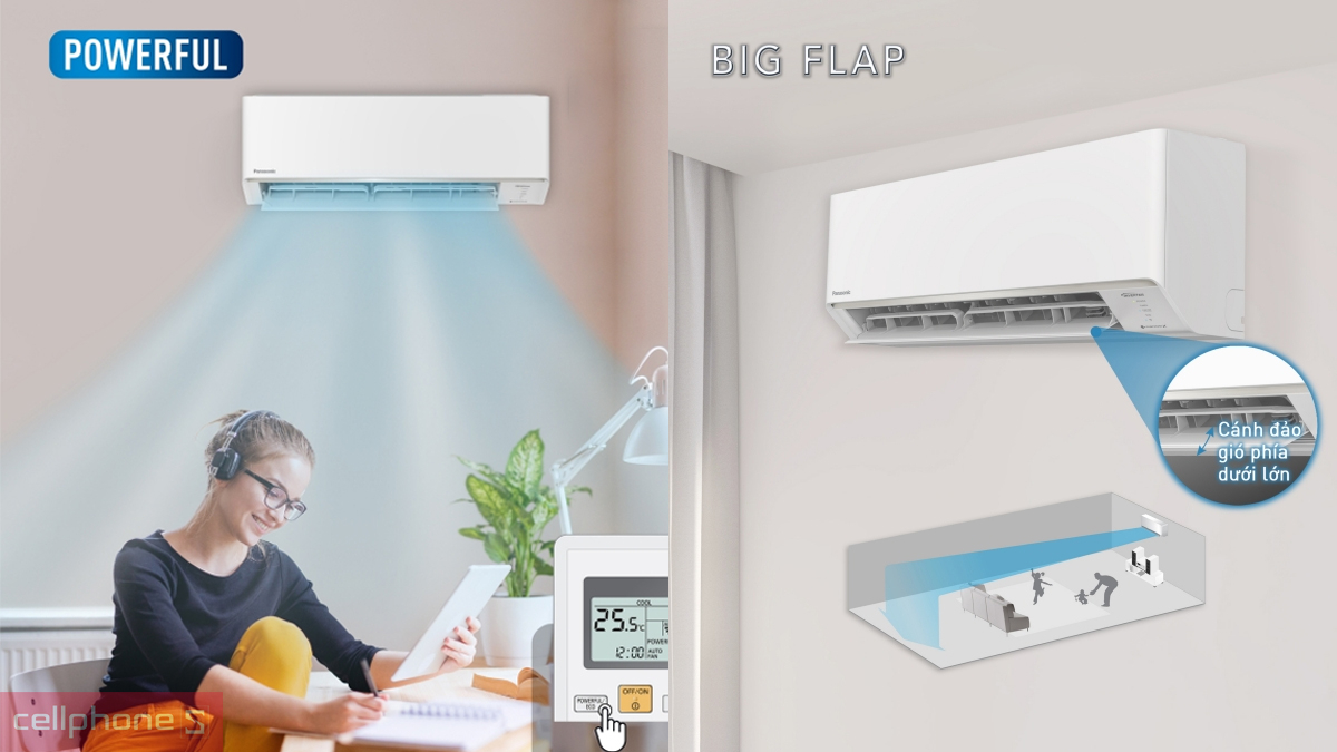 Chế độ POWERFUL máy lạnh Panasonic Inverter 2 HP CU/CS-RU18AKH-8