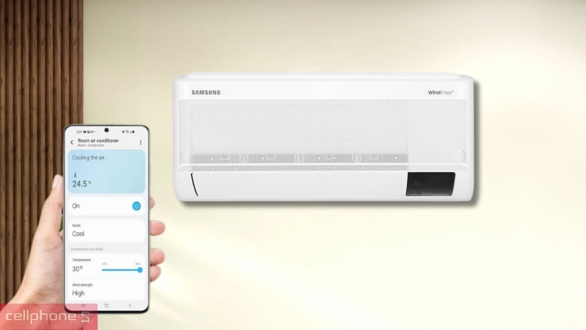 Hướng dẫn kết nối máy lạnh Samsung Inverter 1 HP (AR10CYFAAWKXNSV) với điện thoại