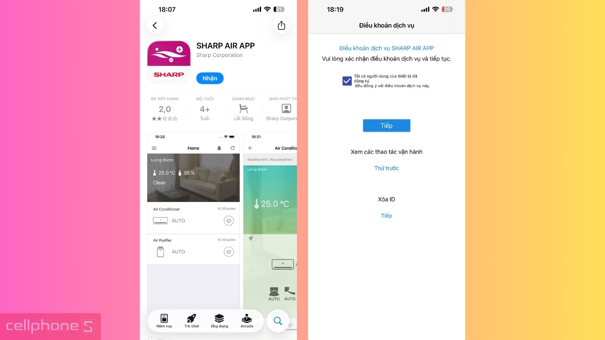 Sharp Air App có trên CH Play và App Store