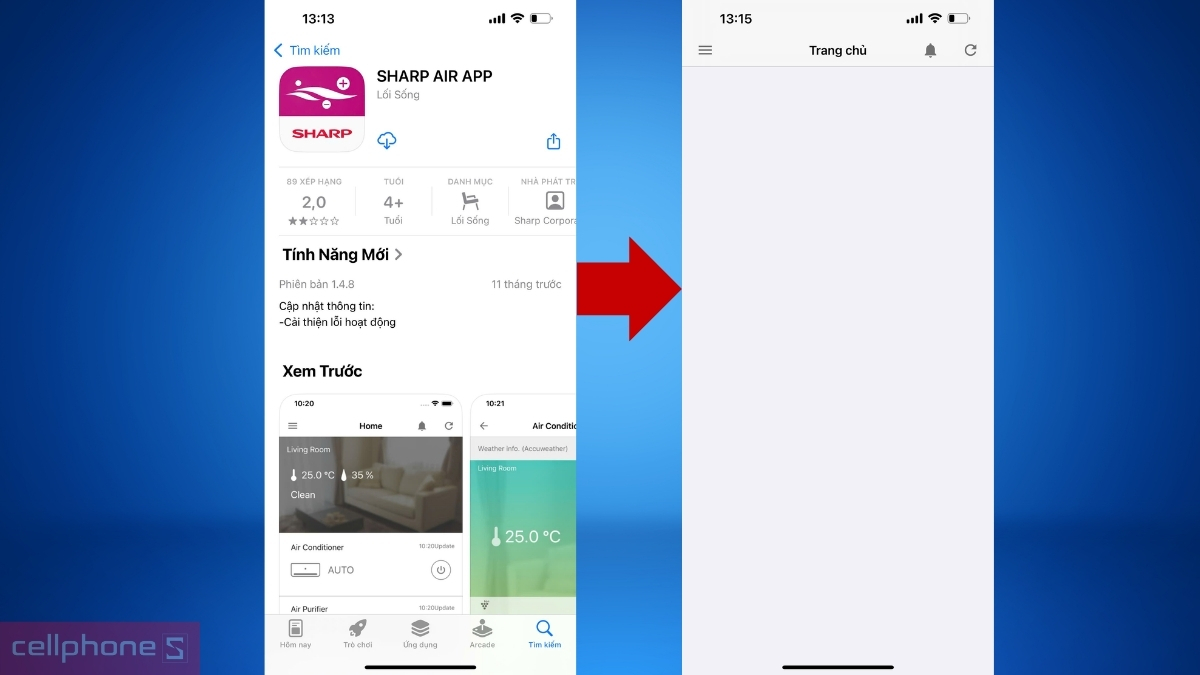 Hướng dẫn tải app máy lạnh Sharp Inverter 2 HP (AH-XP18CHW)