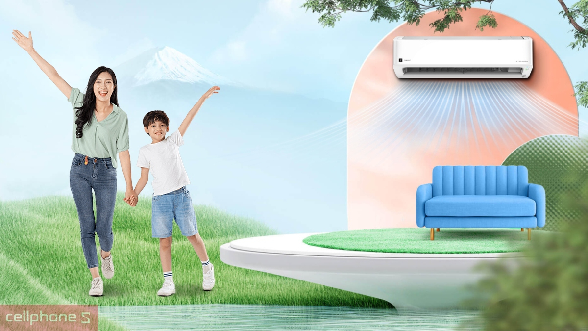 Thiết kế máy lạnh Sharp Inverter 2 HP AH-XP18CMW