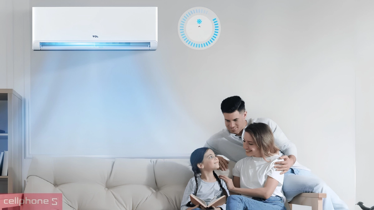 Luồng gió mạnh giúp máy lạnh TCL 1.0HP 2026 TAC-SA10CSV/ZA làm lạnh nhanh