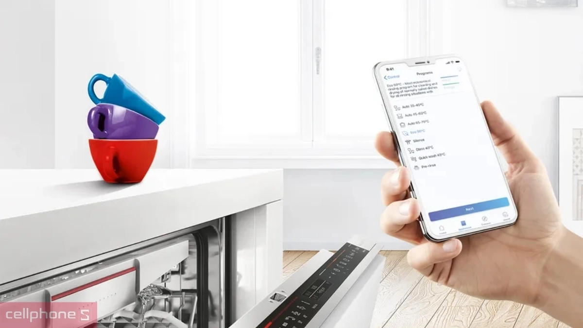 Điều khiển máy rửa bát bán âm Bosch 14 bộ series 6 SMI6ZCS16E