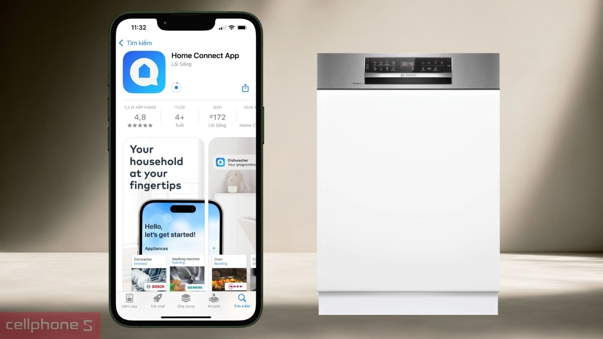 Điều khiển máy rửa bát bán âm Bosch 14 bộ series 6 SMI6ZCS16E