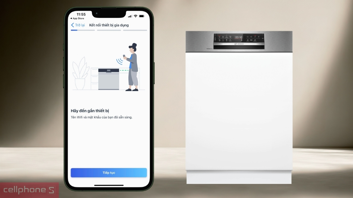 Điều khiển máy rửa bát bán âm Bosch 14 bộ series 6 SMI6ZCS16E