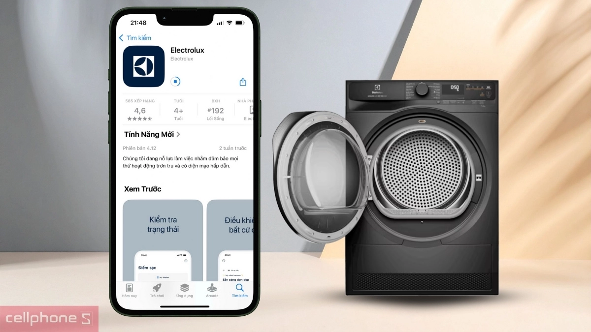 Hướng dẫn kết nối app với máy sấy bơm nhiệt Electrolux 9kg (EDH903R7SC) 