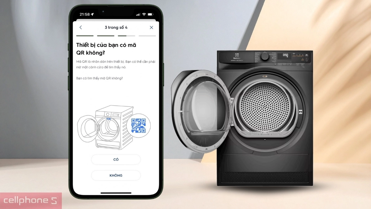 Hướng dẫn kết nối app với máy sấy bơm nhiệt Electrolux 9kg (EDH903R7SC) 