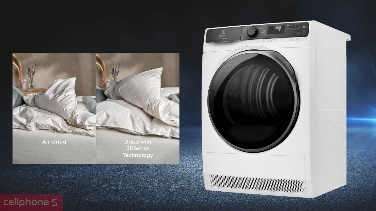 Cảm biến 3D máy sấy bơm nhiệt Electrolux 9kg EDH903R7WC