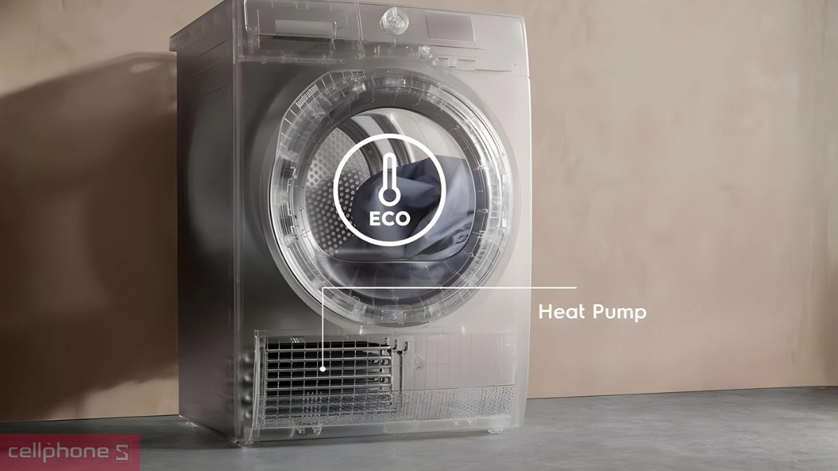 Công nghệ tiết kiệm điện máy sấy bơm nhiệt Electrolux 9kg EDH903R7WC