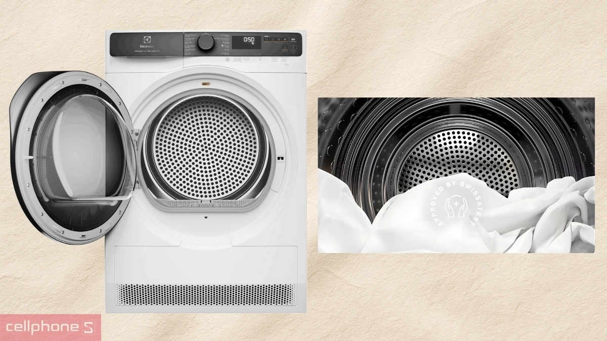 Chế độ diệt khuẩn máy sấy bơm nhiệt Electrolux 9kg EDH903R7WC