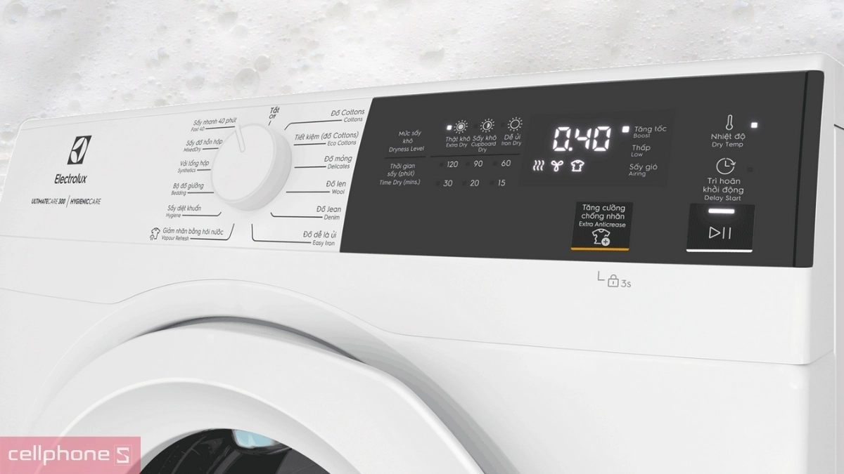 Bảng điều khiển máy sấy thông hơi Electrolux 9kg (EDS904H3WC)