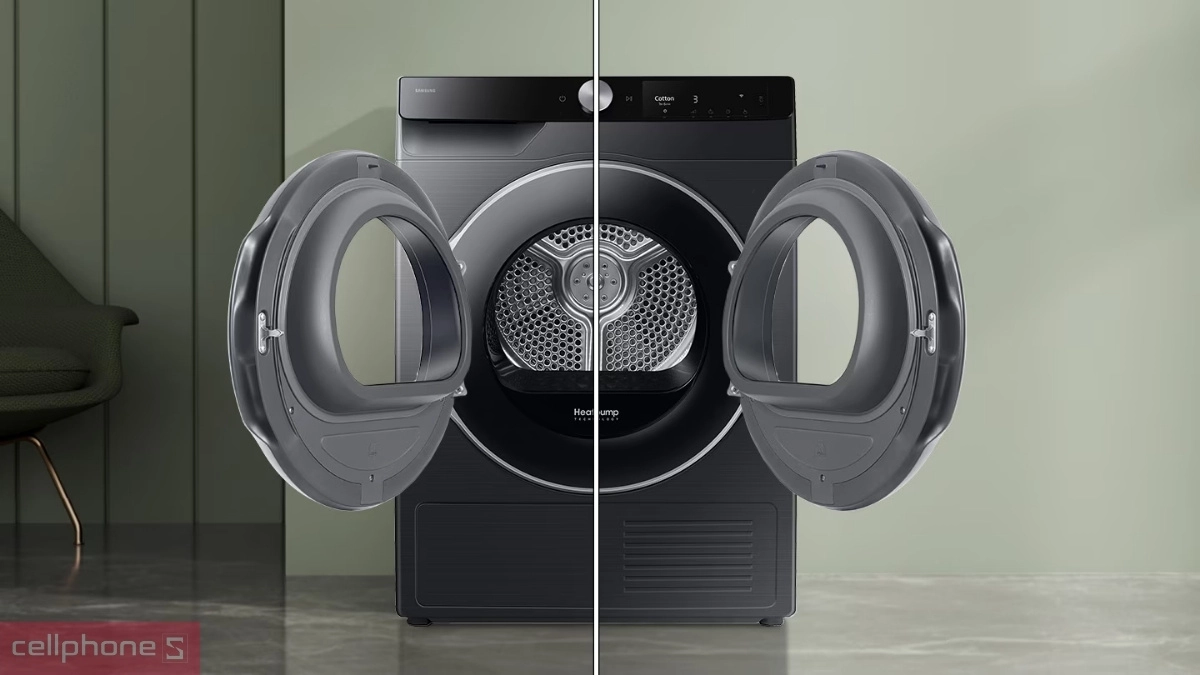 Thiết kế máy sấy Samsung bơm nhiệt 9kg DV90T6240LB/SV