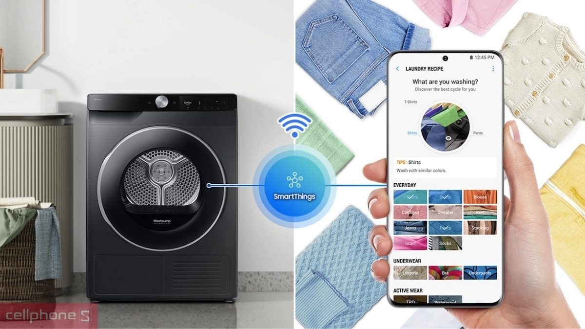 Tiện ích máy sấy Samsung bơm nhiệt 9kg DV90T6240LB/SV