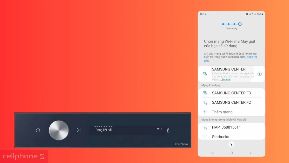 Kết nối Wifi máy sấy Samsung bơm nhiệt 9kg DV90T6240LB/SV