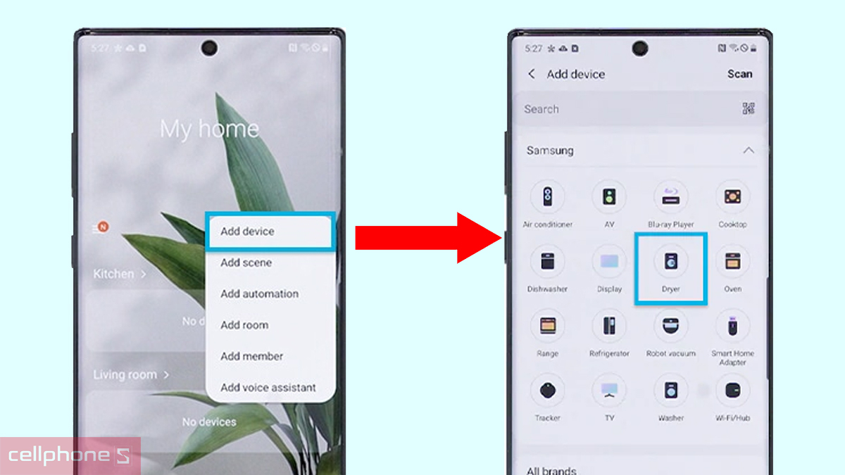 Hướng dẫn kết nối máy sấy Samsung bơm nhiệt 10kg (DV10BB9440GBSV) với SmartThings