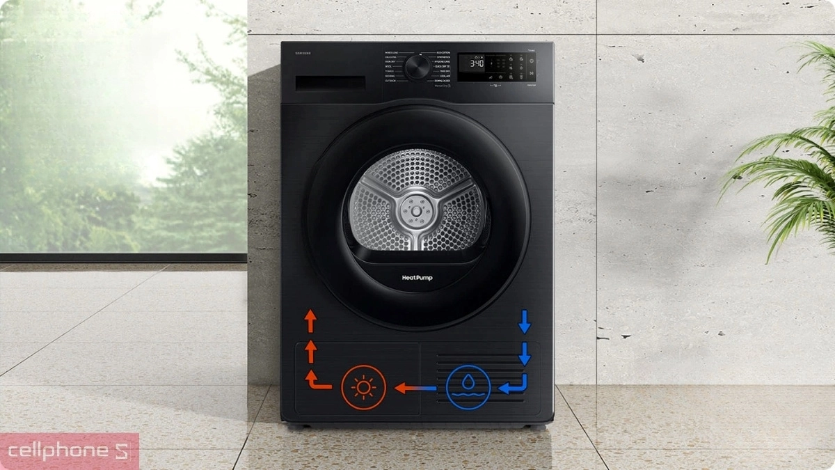 Tiện ích máy sấy Samsung bơm nhiệt 9kg DV90CGC2A0ABSV