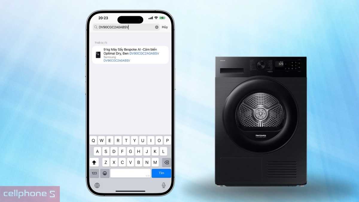 Kết nối máy sấy Samsung bơm nhiệt 9kg DV90CGC2A0ABSV