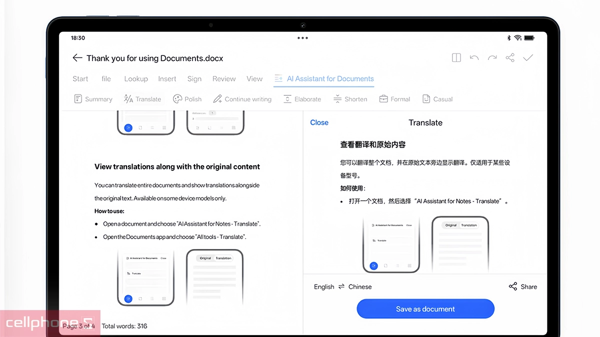 AI trên máy tính bảng OPPO Pad SE