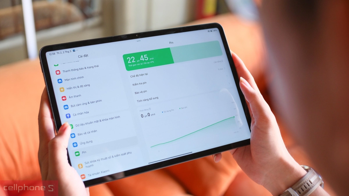 Máy tính bảng Xiaomi Pad 8 được trang bị viên pin dung lượng lớn
