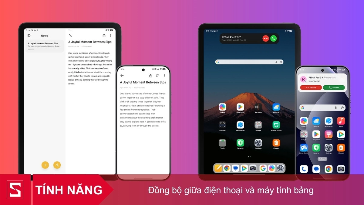 Đồng bộ liền mạch giữa điện thoại và máy tính bảng
