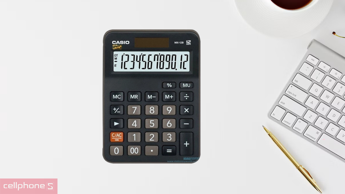 Máy tính cầm tay Casio MX12B-BK phục vụ tính toán văn phòng