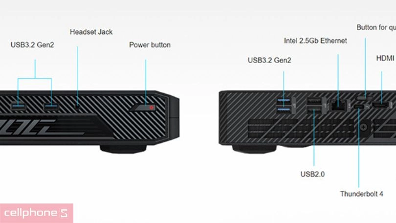 Khả năng kết nối, nâng cấp của máy tính PC Mini ASUS ROG NUC 14TH Scorpion Canyon U9 32GB