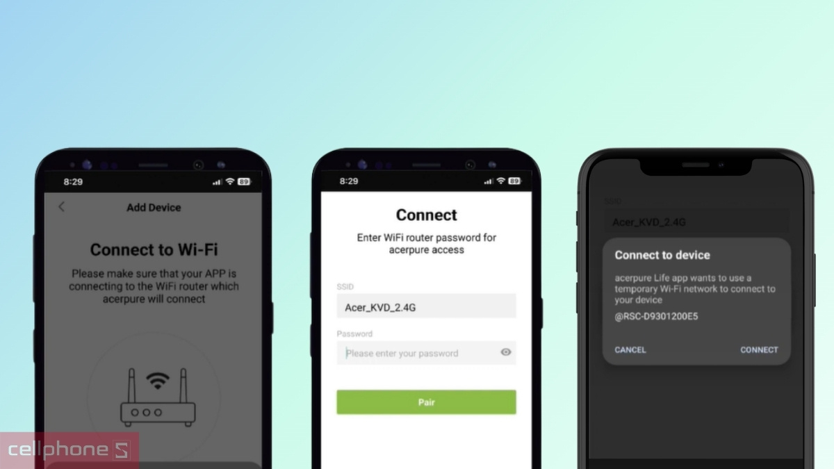 Nhập mật khẩu mạng và kết nối