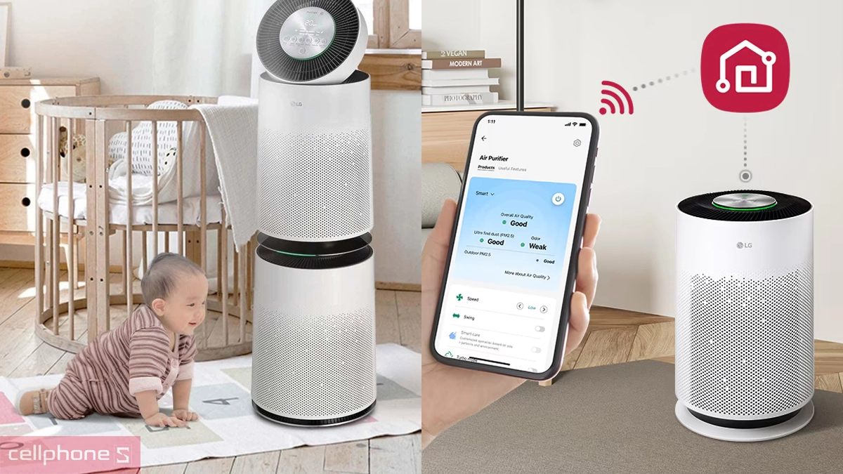 Máy lọc không khí LG kết nối LG ThinQ và hỗ trợ tính năng chăm sóc không khí Baby Care
