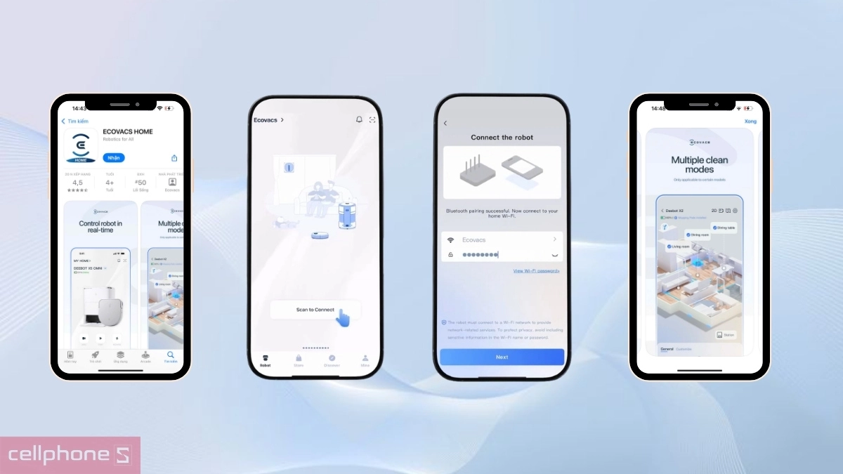 Hướng dẫn kết nối app với robot hút bụi Ecovacs X12 OmniCyclone