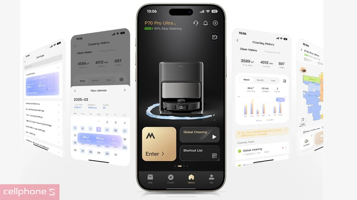 Ứng dụng MOVAhome trên Robot hút bụi lau nhà MOVA P70 Pro Ultra