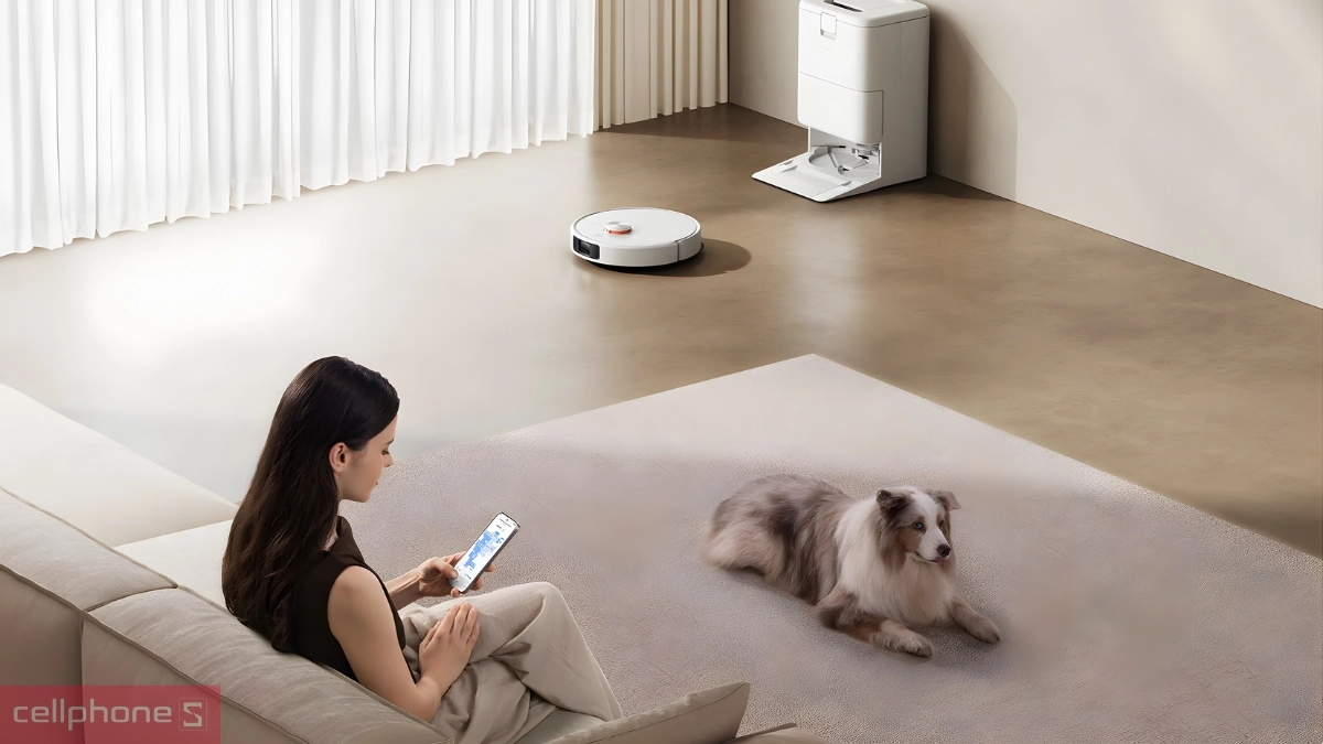 Pin 4800mAh cho phép robot hút bụi Xiaomi Vacuum H50 Pro hoạt động nhiều giờ
