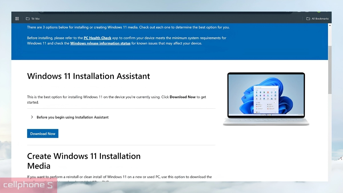 Vào trang Microsoft để tải Windows 11