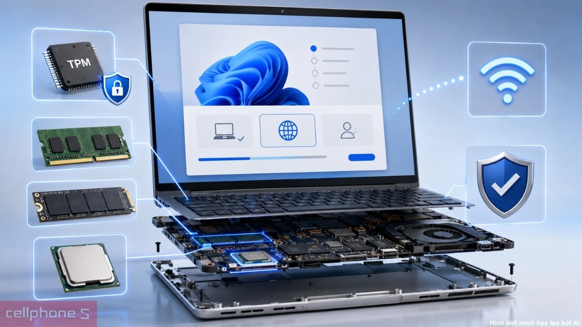 Yêu cầu TPM 2.0, Secure Boot và kết nối mạng