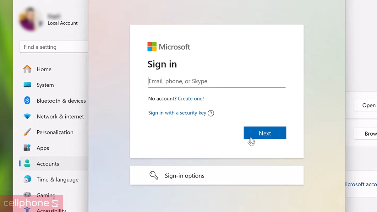 Đăng nhập vào tài khoản Microsoft