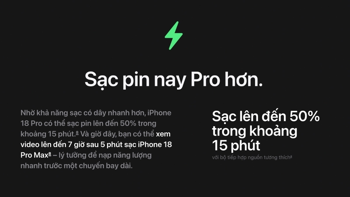 Pin và sạc iPhone 18 Pro Max Pin và sạc iPhone 18 Pro Max