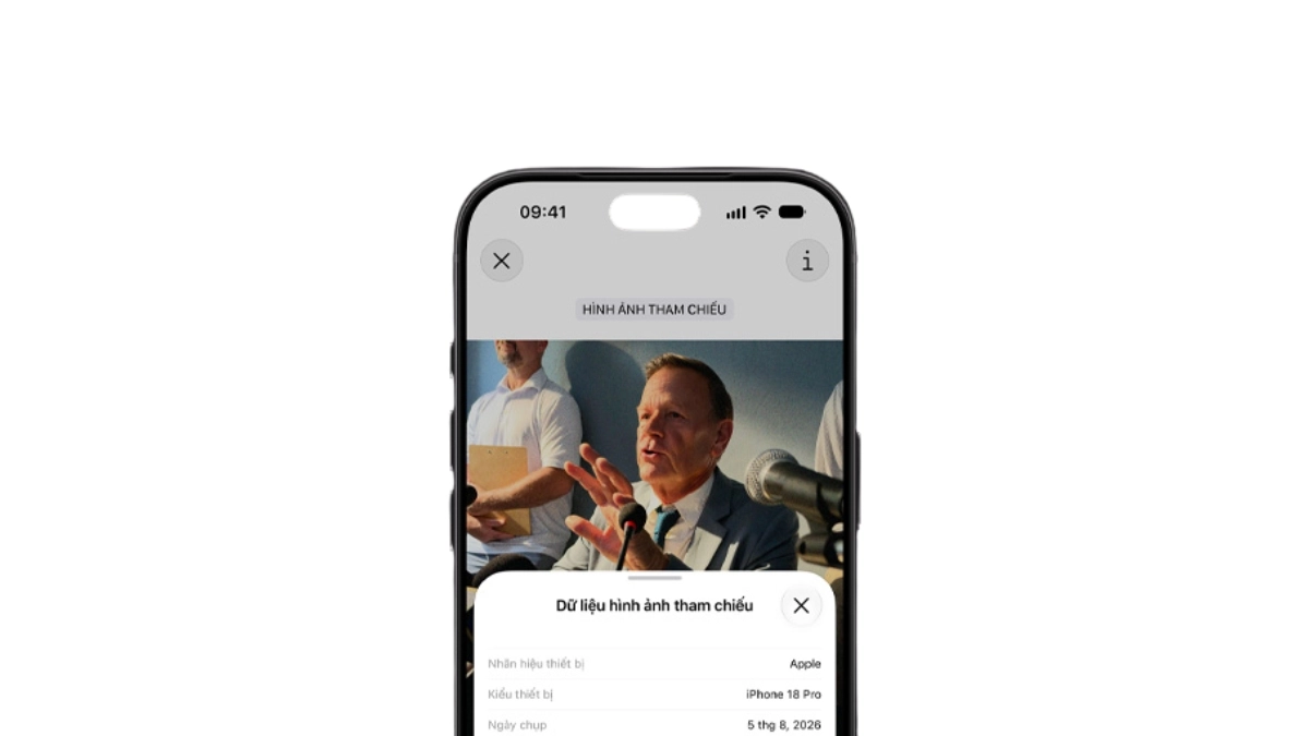 HÌnh ảnh tham chiếu của Apple trên iPhone 18 Pro