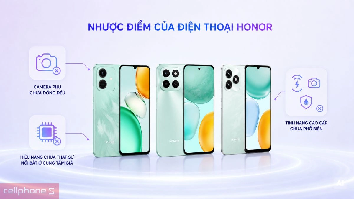 Một số nhược điểm của dòng điện thoại HONOR