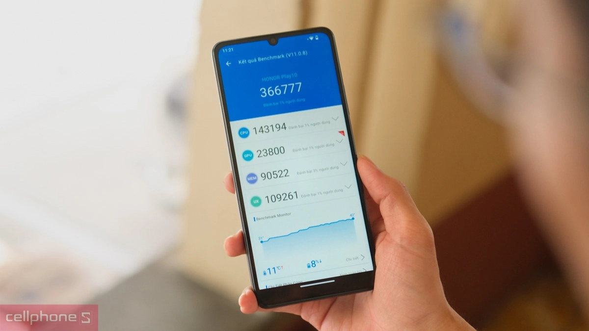 Hiệu nãng xử lý mượt mà, ổn định của điện thoại Honor Play 10