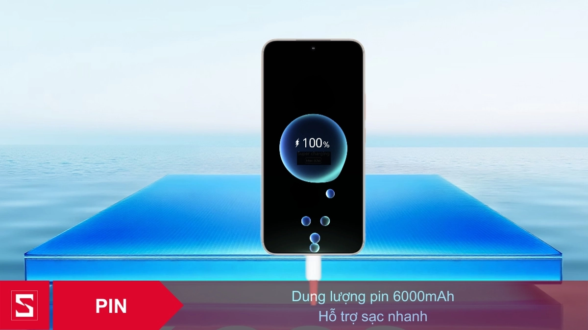 Pin 6000mAh, sạc nhanh tối ưu
