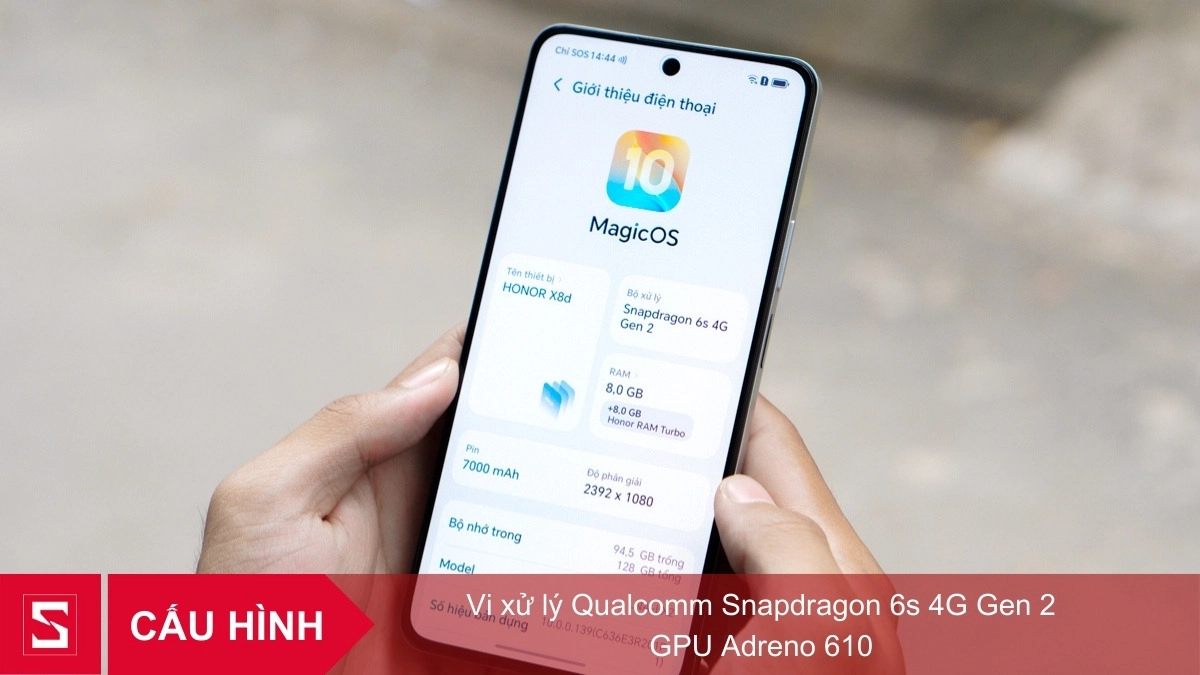 Smartphone HONOR X8d được trang bị vi xử lý Qualcomm Snapdragon 6s 4G Gen 2 với kiến trúc 8 nhân