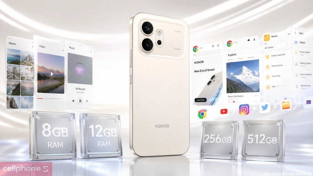 Dung lượng bộ nhớ tiêu chuẩn được mở rộng vượt trội giúp HONOR 600 thoải mái lưu trữ dữ liệu và xử lý đa nhiệm mượt mà