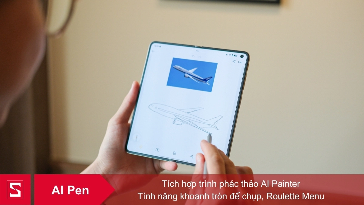 OPPO Find N6 dùng AI Pen phác thảo hình máy bay với tính năng AI Painter