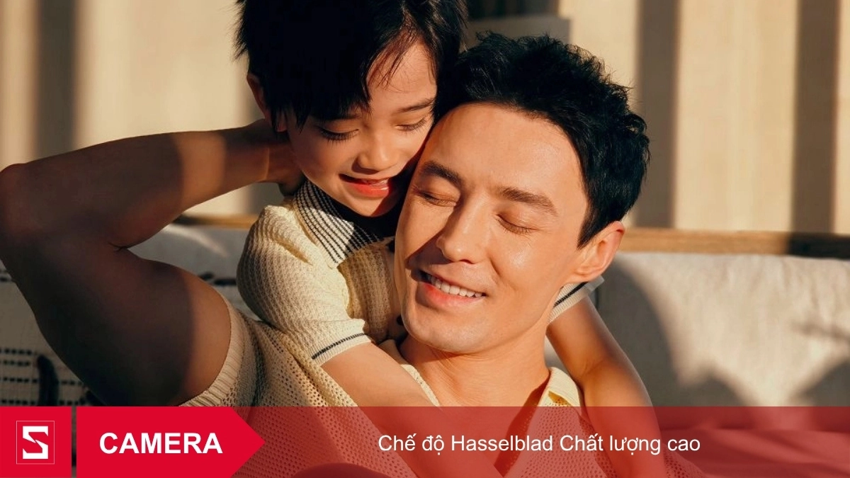 Ảnh chân dung cha và con chụp bằng chế độ Hasselblad trên camera OPPO Find N6