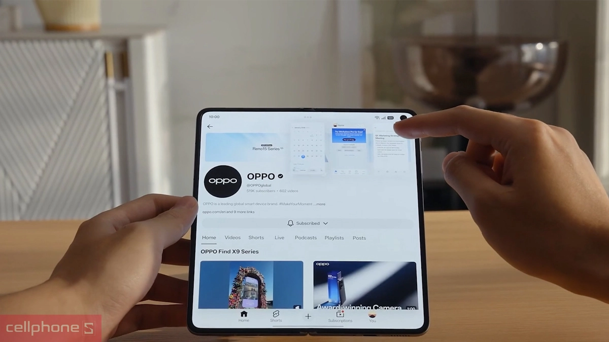 OPPO Find N6 chạy hệ điều hành ColorOS 16.0, cung cấp không gian làm việc đa nhiệm linh hoạt tương tự máy tính